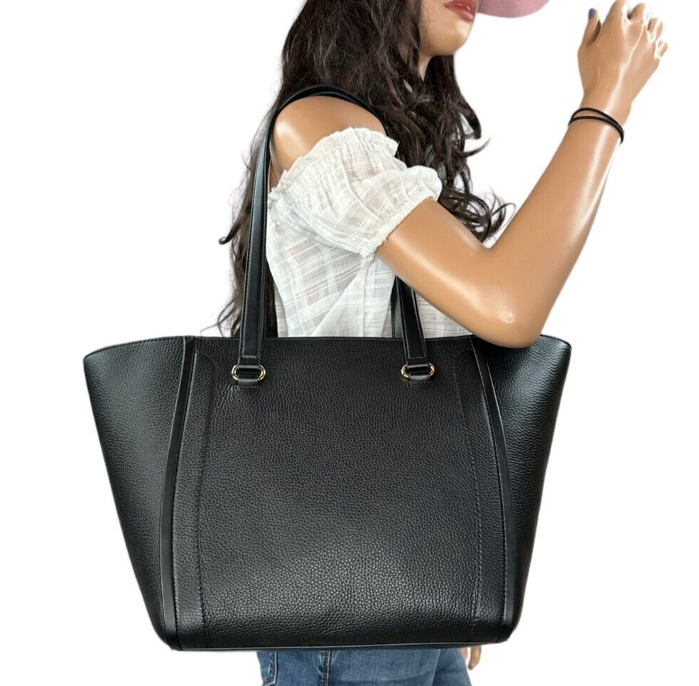 MICHAEL KORS CARINE LARGE FRONT POCKET SHOULDER TOTE LEATHER BAG