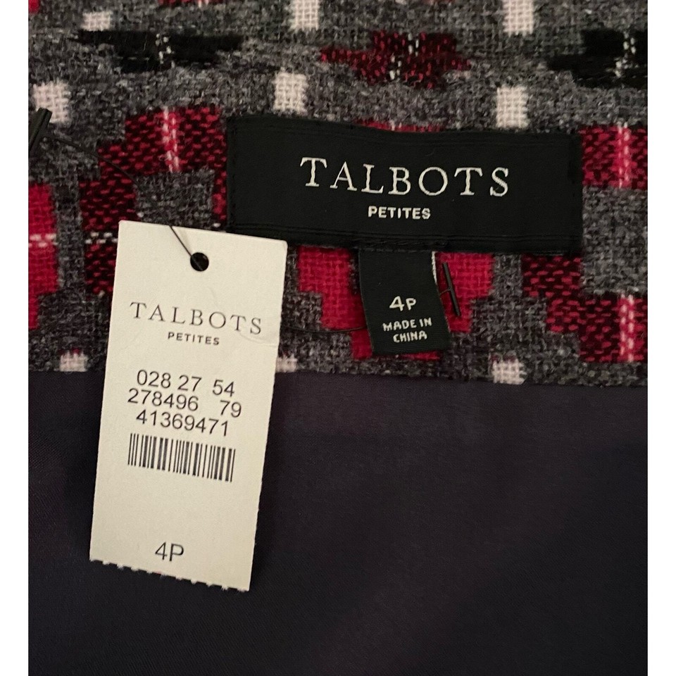 Talbots Red Gray Black Wool Blend Lined Mini Skirt Women's Size 4