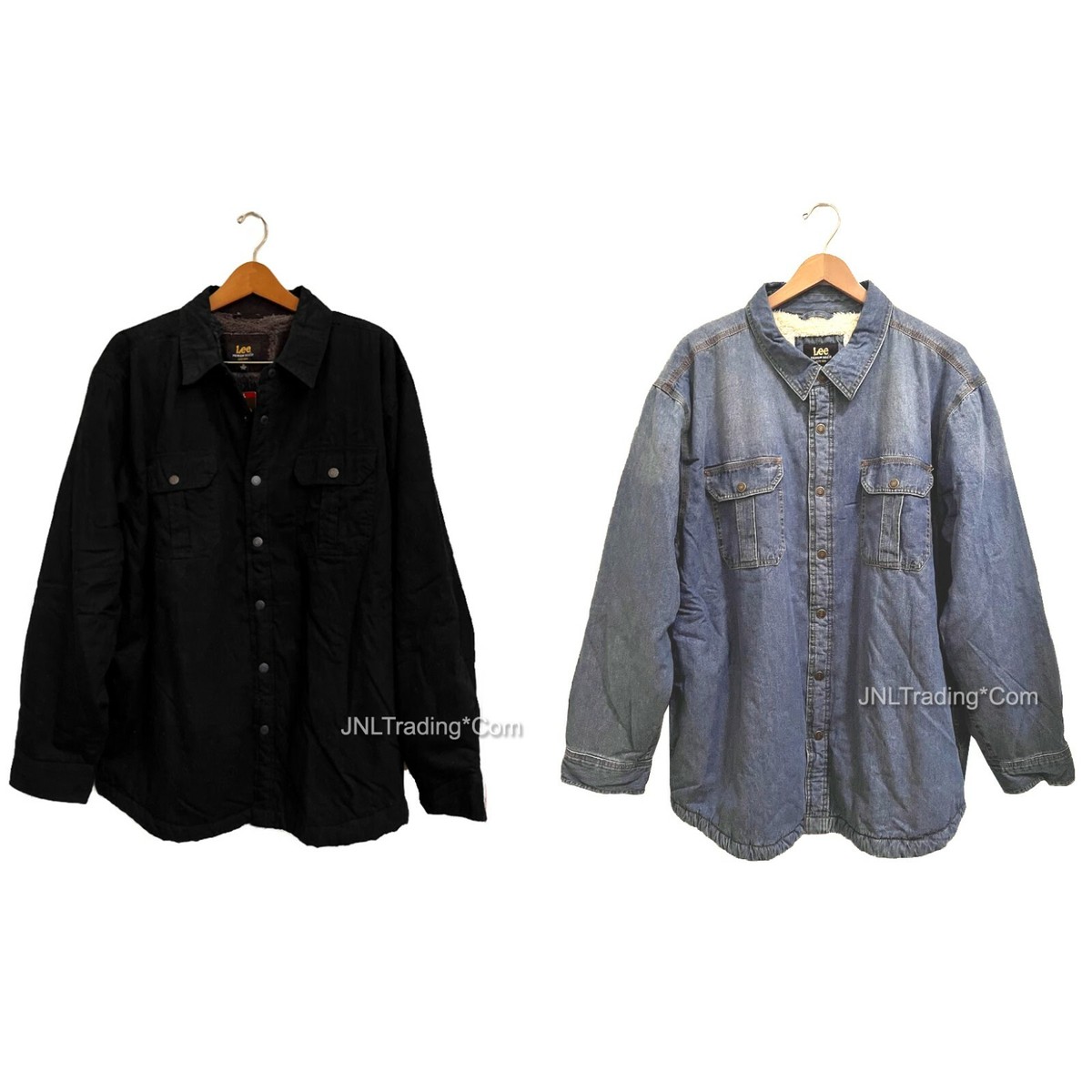 NWT Lee Sherpa Lined Blue/Black Denim Durable Warm Shirt Jacket XL