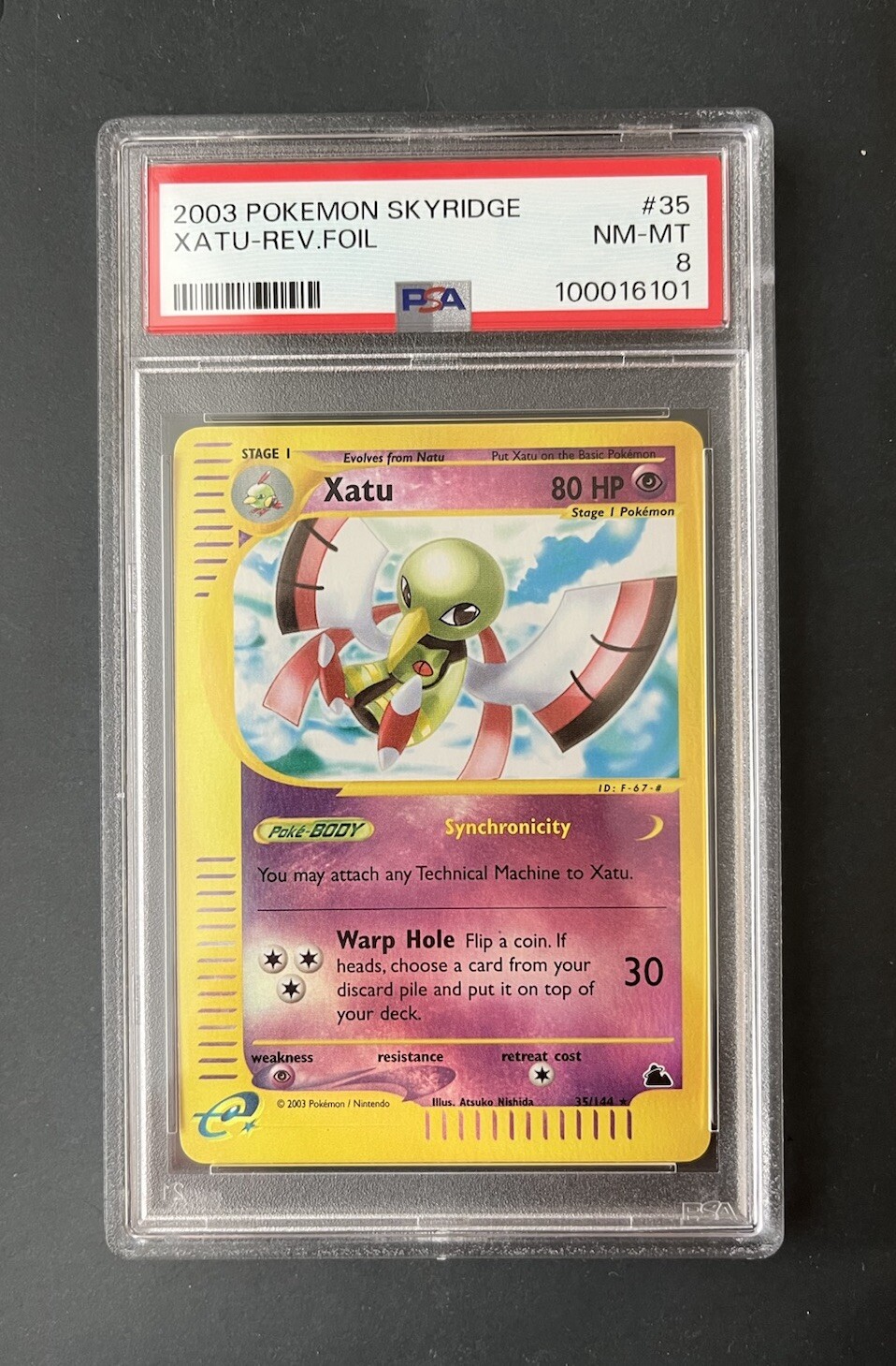 Pokemon Card Xatu 35/144 Skyridge Rare Reverse Holo PSA 8