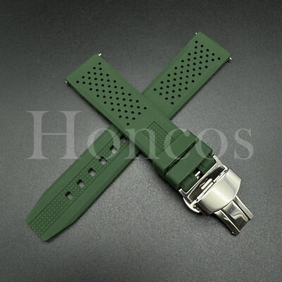 20 22 MM Green Soft Silicone Watch Band Strap Quick Release Clasp Fits Casioak