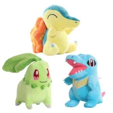 New Pokémon Gen 2 Set 8" Inch Plush Starter Stuffed Totodile Chikorita Cyndaquil