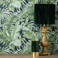 Fine Decor Maui Blatt Tropen Tapete, Palmwedel Dschungel Blau FD42851