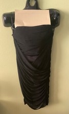 Windsor Ruched Gathered Black Dress Short Bodycon Bandage Tube Bustier Size L