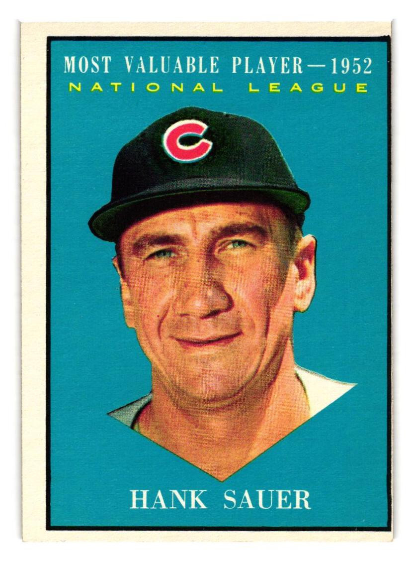 1961 Topps Baseball SEMI HIGH 481 Hank Sauer MVP NM OC Chicago Cubs