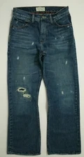 AMERICAN EAGLE PATCH LOGO BOOTCUT DISTRESSED JEANS SZ 28X30 (28"WAIST 28"INSEAM 