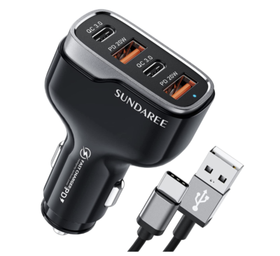 best cigarette lighter phone charger SUNDAREE 4 Ports USB c Car Charger 40W Fast Charging Cigarette Lighter  Adapter