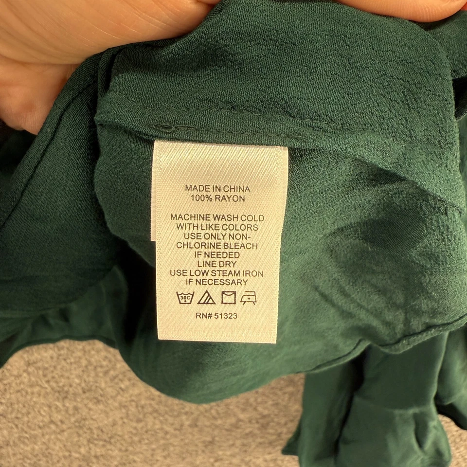 1. Blusa State Mujer S Pequeña Verde Cuello en V Manga Larga Rayón Pullover Informal Foto 4 de 4