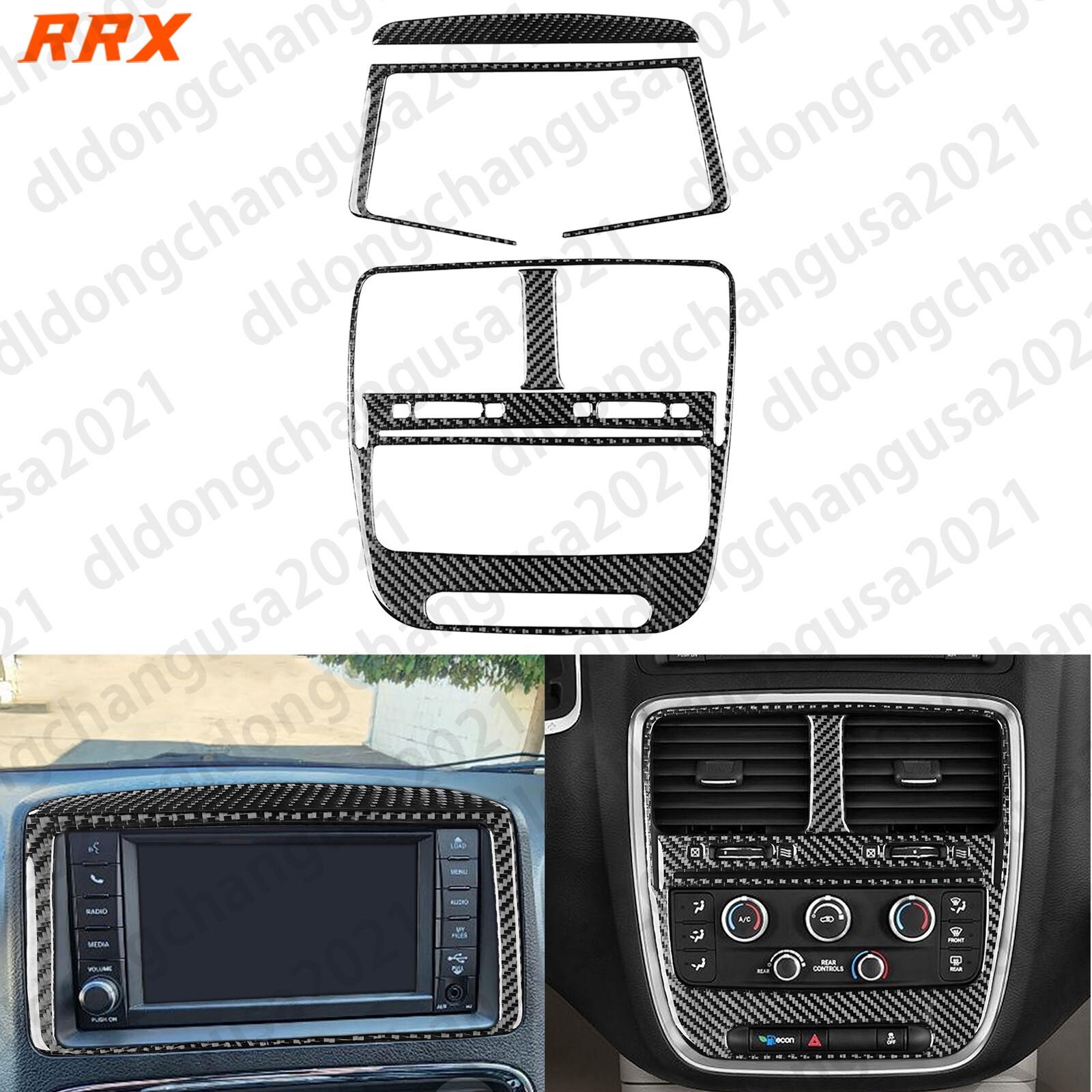 4Pcs Carbon Fiber Console Panel Cover For Grand Caravan C/V Town & Country 2011+