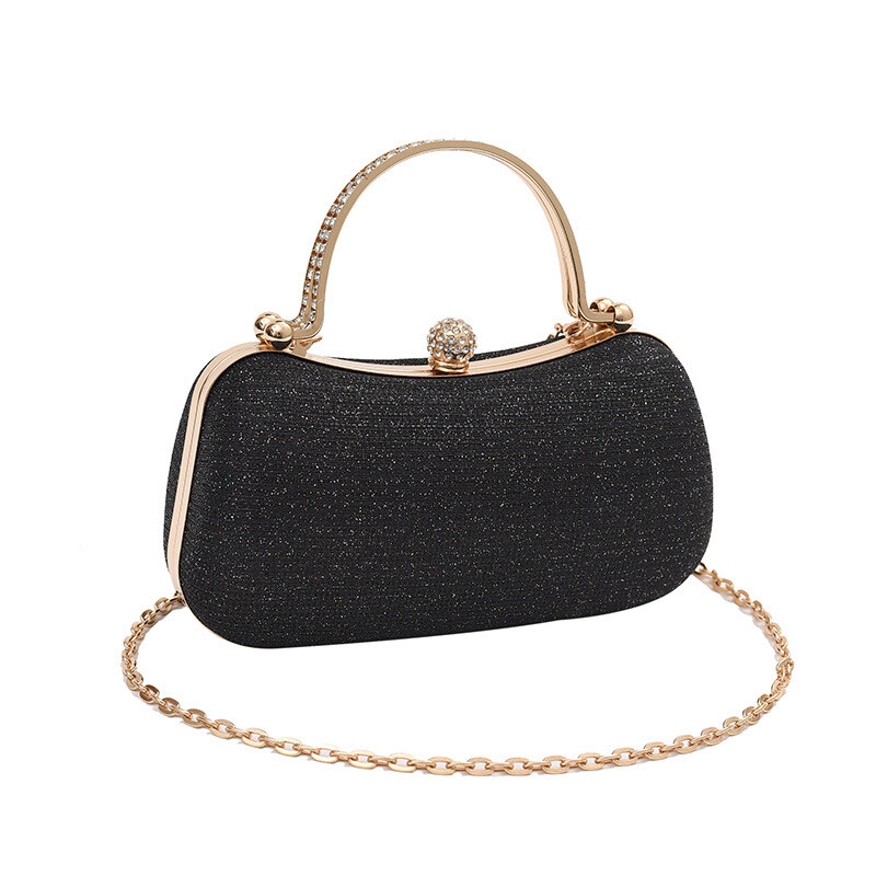 Blisfulady Small Women's Shoulder Bag - Crossbody Chain Strap Designer Evening Clutch, Black