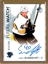 2016-17 SP Authentic Future Watch Autographs #142 Oskar Sundqvist RC AUTO /999