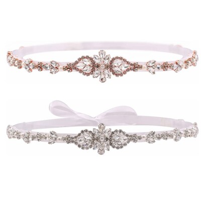 Handmade Thin Bridal Belt with Pearls Rhinestones Bridesmaid Sash Wedding  Belts | eBay