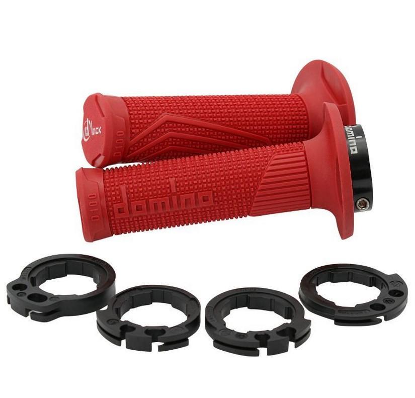 Grip moto off road d100 rouge anti vibration à système lock on
