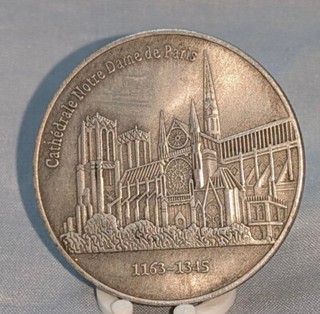 Notre Dame Church Silver Coin Paris Antique Religion Jesus France Old Unusual US
