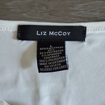 M Liz McCoy White Blouse Top Polyester Women's Large | eBay