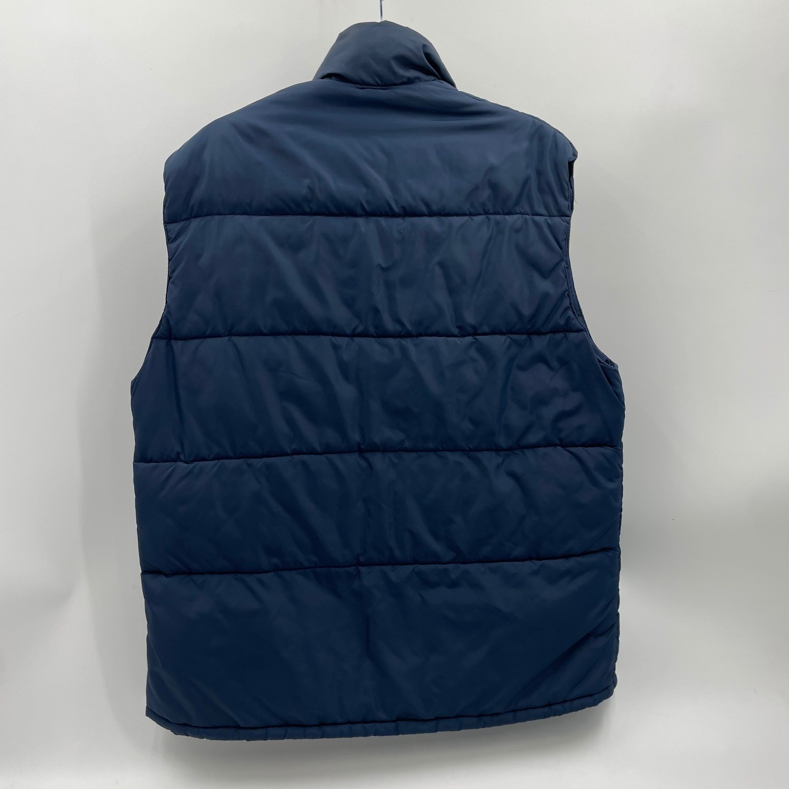 Vintage Frostline Kit Vest Mens Puffer Navy Blue American Flag Patch Outdoors XL