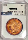 1882-P Rare Date Gem BU ++ Sharp Rainbow Color Toned Morgan Dollar