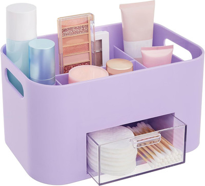 Bliss Lilac Purple Makeup Organizer for Countertop, Divided Bathroom Organizer &
