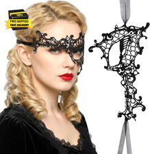 Rhinestone Masquerade Mask for Women Black Lace Half Masquerade Mask