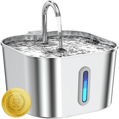 74oz/2.2L Cat Water Fountain Stainless Steel, Automatic Pet Water Dispenser