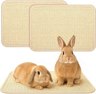 Kratzmatte Kaninchen 2 Stück Sisal Kauspielzeug Zahnpflege Käfige Zubehör Beige