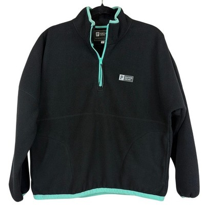 Portland Gear Black Turquoise Trim Half Zip Toggle Hem Jacket S