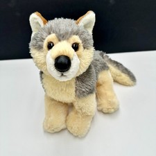 Aurora Flopsie Wily Wolf Plush 10 Timber Wolf Tan Grey Cream Stuffed Animal