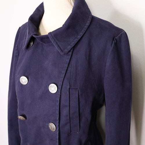 Gap Jacket Womens Small Blue Pea Coat Cotton Twill Double Breasted Unlined - Picture 7 of 24