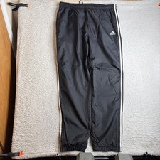 Adidas Vintage Track Pants Mens XL Black White 3 Stripe Nylon Lined 90s loose