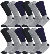 6-12 Pairs Men's Thermal Diabetic Socks Thick Warm Winter Non-Binding Crew Socks