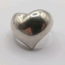 Vintage Puffy Heart 925 Sterling Silver Ring Sz 7.5