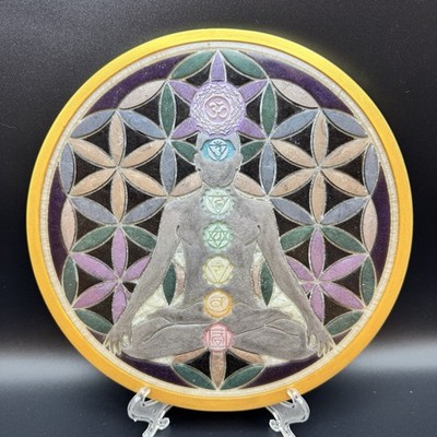 Flower of Life Chakra Buddha Geometry Wall Art Cum Crystal Grid Mandala 9,3/4 in
