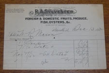 Antique 1902 Billhead Receipt - R.A. Sylvester Fruits Produce - Pottsville PA