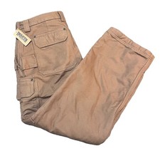 Duluth Trading Co Fire Hose Pants Brown Lined Relaxed Fit Cargo 34513 BRN 36x32