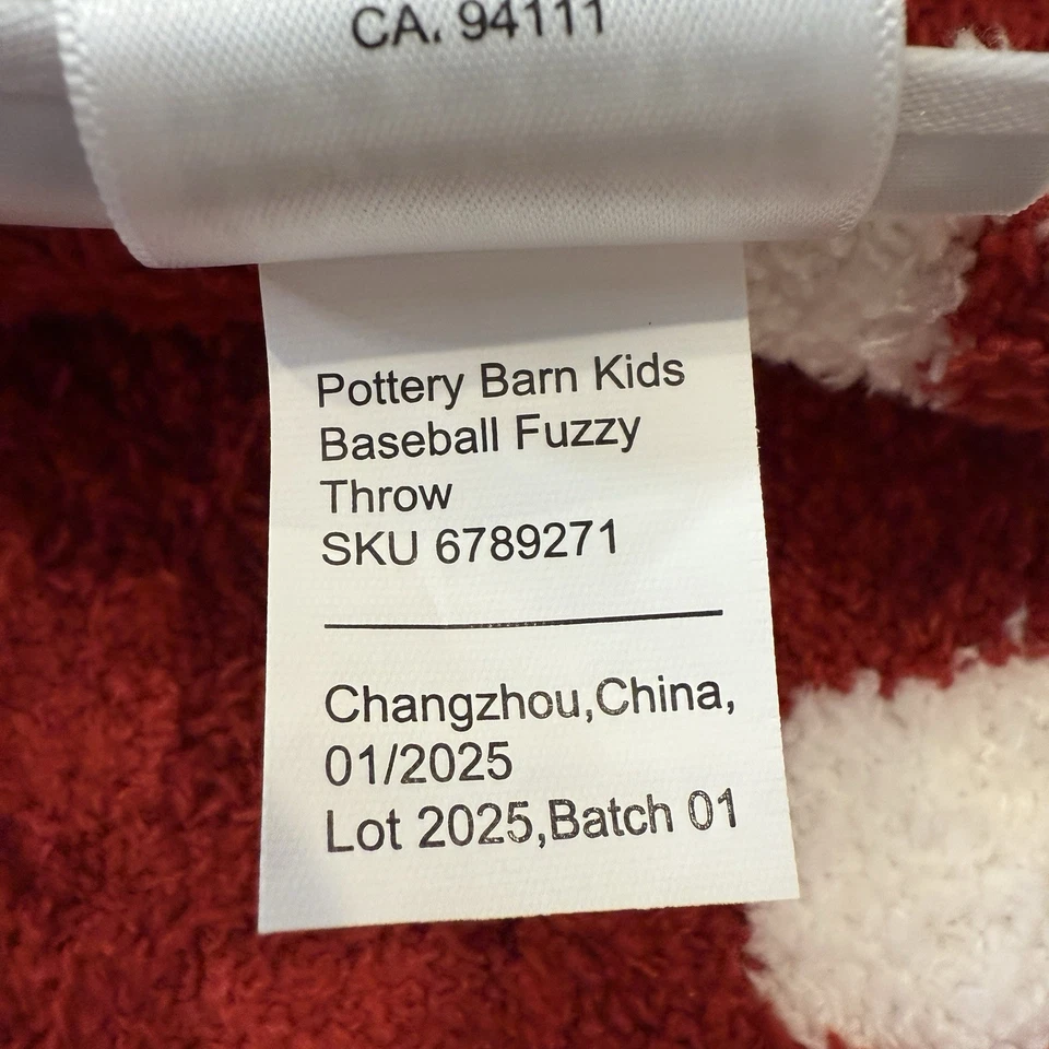 POTTERY BARN KIDS BASEBALL FUZZY THROW BLANKET 40" x 60" SOFT FLEECE COZY SPORTS - Image 4 of 4