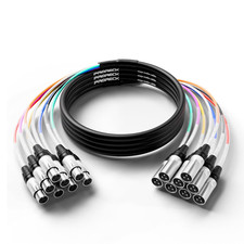 15Ft Snake Cable, 8-Channel Shielded Audio Cable XLR Male to Female, with Color-