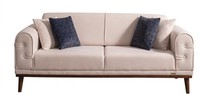 Beiges 2-Sitzer-Sofa Modernes Hochwertiges Sofa Wohnzimmer
