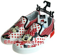 Disney Minnie Mouse Girl's Sneakers Slip On Low Top Shoes Polka Dot Size 4 New
