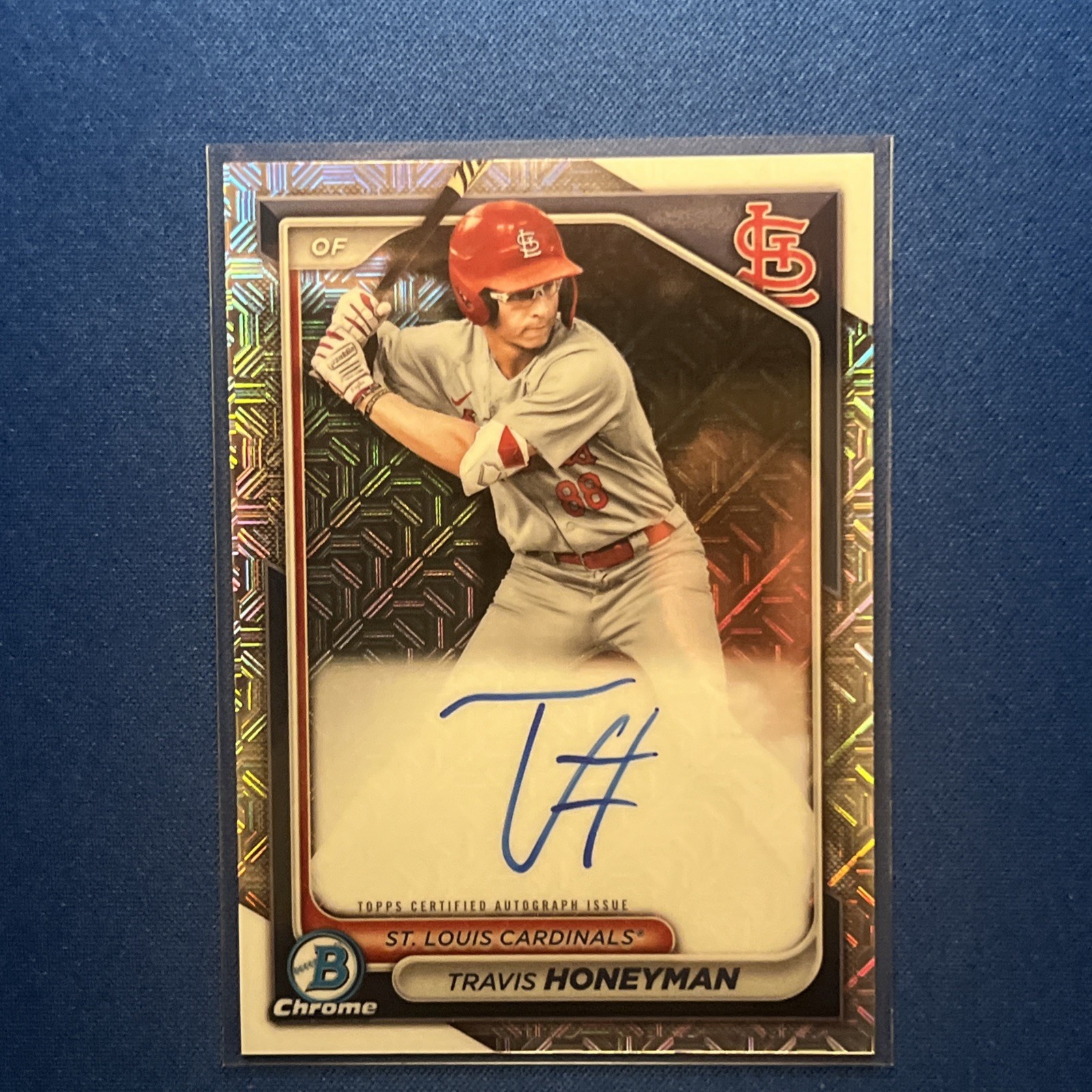 2024 Bowman Chrome Travis Honeyman Mega Box Mojo Refractor Auto BMA-TH Cardinals