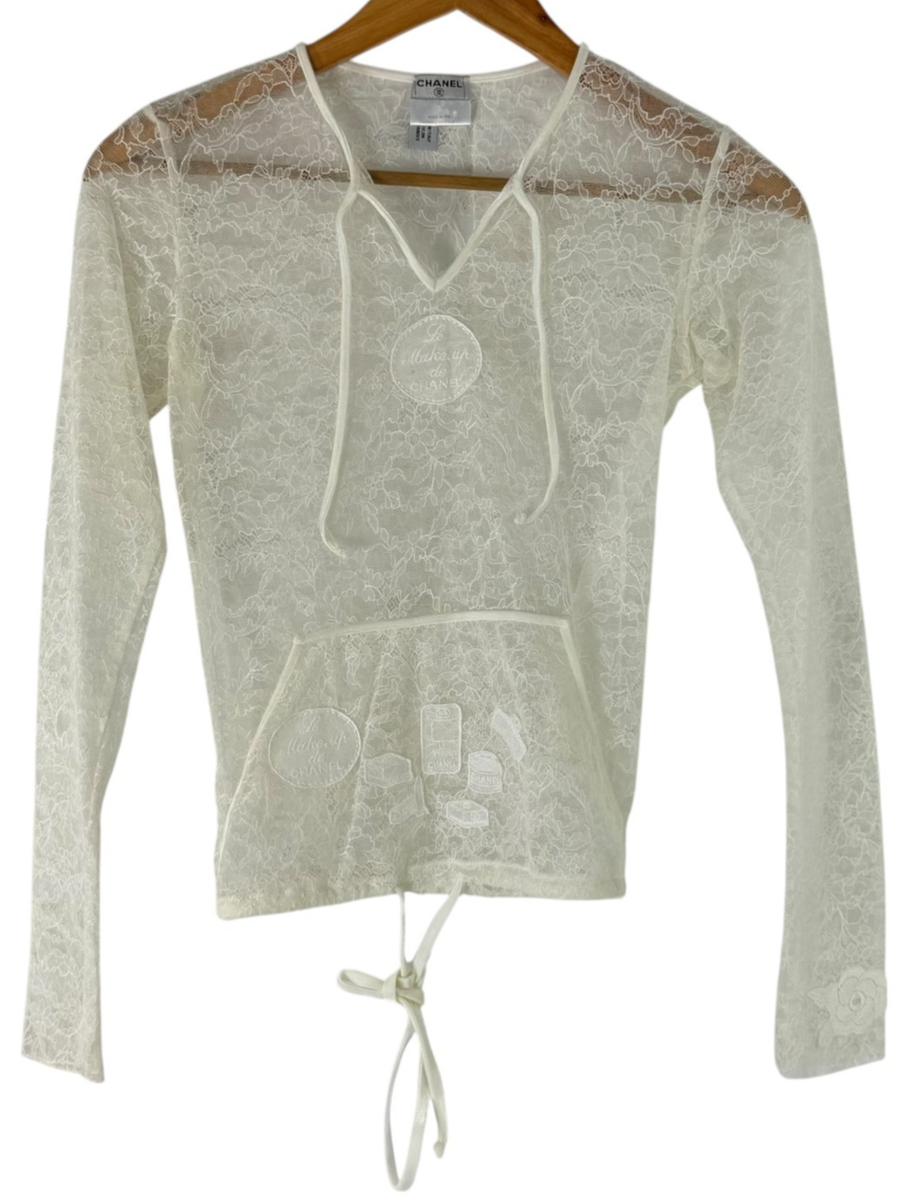 トップス CHANEL CHANEL Le Make Up De Chanel P24358V14575 Lace Long Sleeve Tops