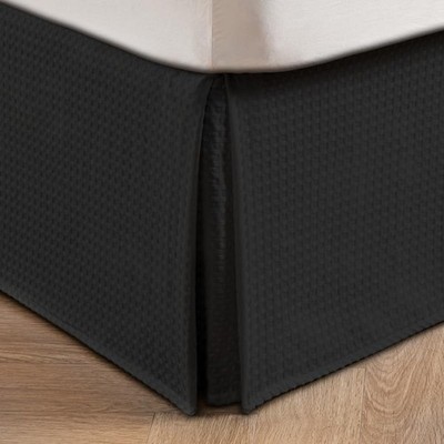 Easy Fit Bed Skirt 14 Inch Drop Pleated Waffle Weave Tailored Dust Ruffle