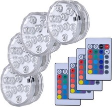 Submersible LED Lights, 4PCS Waterproof Underwater Remote 4pcs,