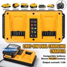 Fast Battery Charger for DeWalt Li-ion Battery Charger Dual Port DCB206 DCB207