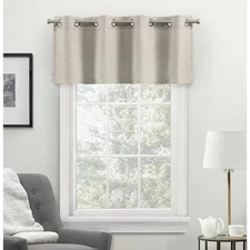 Loha Natural Solid Light Filtering Grommet Top Straight Valance, 54 In. W X 18 I