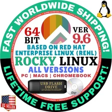 ROCKY 9.6 LINUX OS | 64-BIT | LIVE, FULL BOOT | USB, DVD | MAC, PC | RED HAT