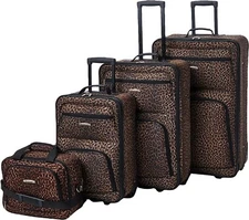Rockland Softside Expandable Luggage Set 4 Piece 14" 19" 24" 28" Leopard