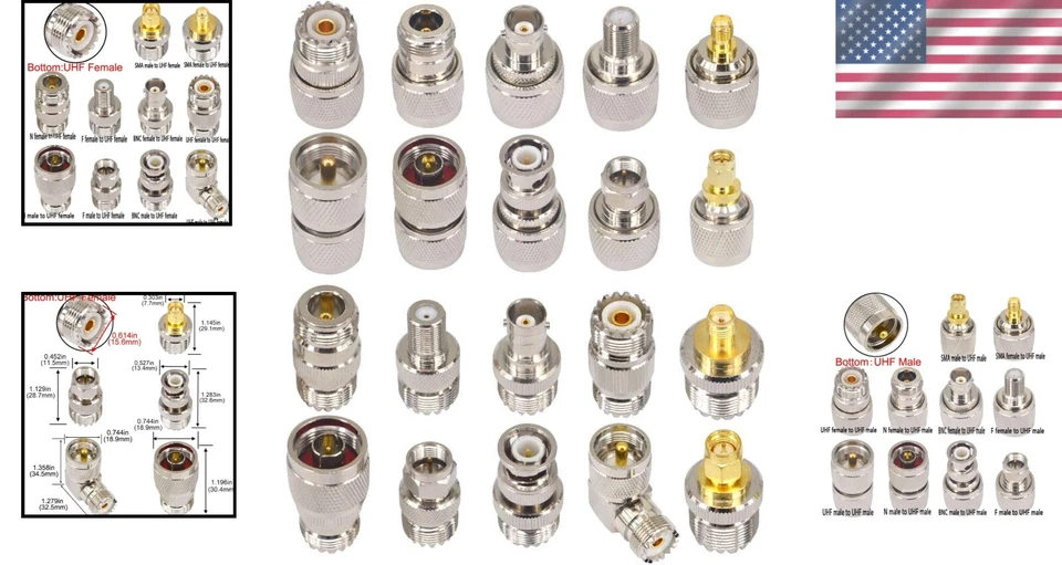 Complete 20PCS UHF Connector Kit - Reliable RF Coaxial Adapters with Warranty - Image 2 of 4