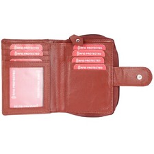 Ladies Soft Leather Clutch Small RFID Blocking Purse Credit Card Wallet Zip