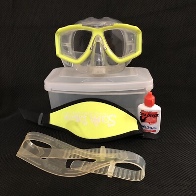 Tilos Scuba Snorkeling Tempered Glass Mask w/extra Straps, Lens Cleaner & Case