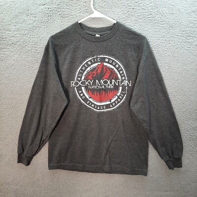 Alstyle Shirt Adult Medium Gray Rocky Mountain National Park Colorado Grunge